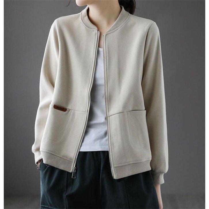 ジャケット レディース ノーカラージャケット パーカー コート 洋服 秋物 春服 アウター カジュアル◆素材：コットン◆サイズ： M：着丈60cm バスト106cm 肩幅51cm 袖丈49cm L：着