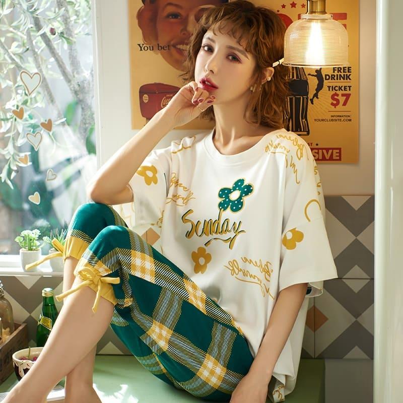 中学生 高校生 パジャマ ルームウェア レディース セットアップ 部屋着 半袖 夏 可愛い 韓国風 ゆったり 寝巻き 女性用 寝間着 おしゃれ