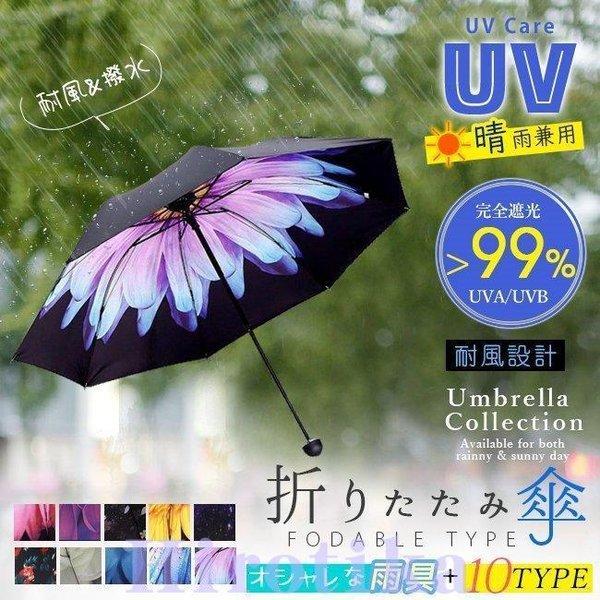 折りたたみ傘 晴雨兼用 uvカット レディース 日傘 裏プリント 花柄 おしゃれ 遮光 遮熱 軽量 丈夫 耐風 撥水